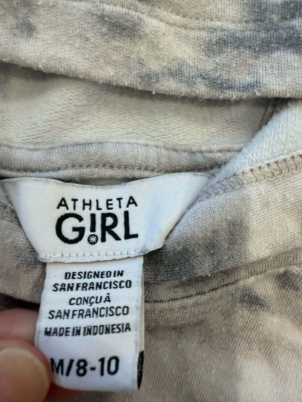 Athleta Girl Grey Tie-Dye In Your Element Hoodie Medium 8-10 - Picture 3 of 3